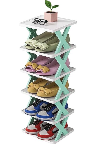 fitto 6-Layer X-Shape Shoe Rack, Sturdy and Space-Saving Shoe Organizer, 3 Co...