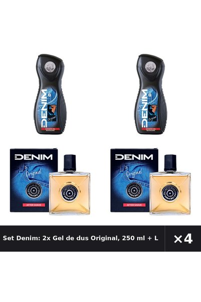 Denim Set Denim: 2x Gel de dus Original, 250 ml + Lotiune dupa ras Original, ...