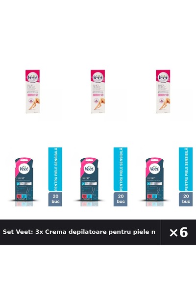 Veet Set Veet: 3x Crema depilatoare pentru piele normala, 100 +1