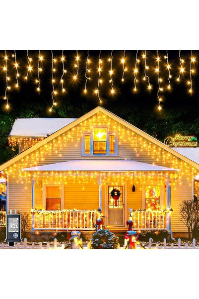 BellFyd 8 Metri - Instalație Solară LED Tip Țurțuri, 8 Moduri de Iluminare, I...