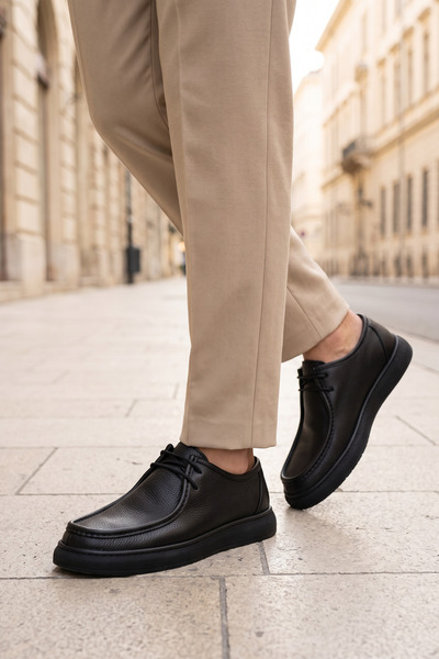 ALTA GRACIA Men's Genuine Leather Casual Shoes Black Lace-Up Orthopedic Non-Slip Sole Casual Office Classic