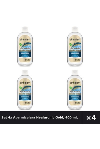 ELMIPLANT Set 4x Apa micelara Hyaluronic Gold, 400 ml,