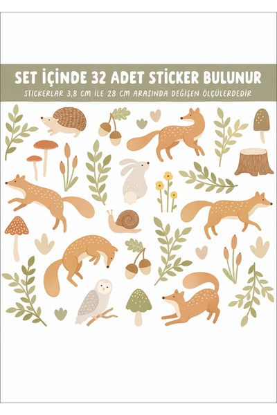 LABELOVE Renkli Orman Hayvanları Çocuk Odası Duvar Sticker