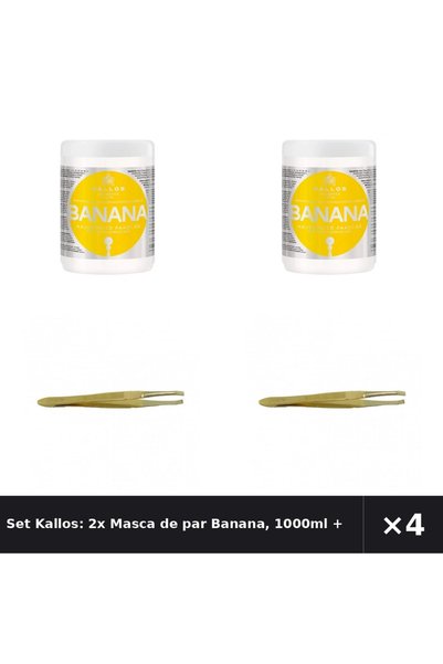 Kallos Cosmetics Set Kallos: 2x Masca de par Banana, 1000ml + Penseta pentru ...