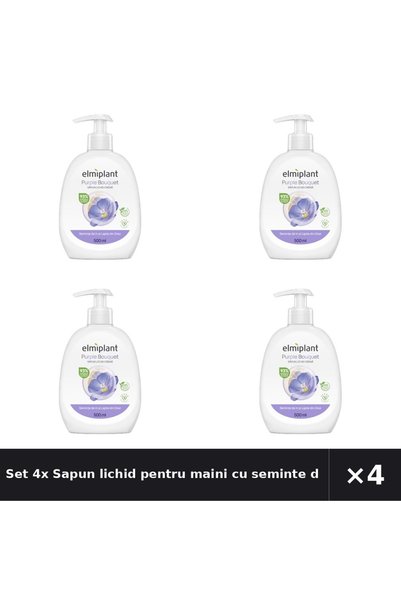 ELMIPLANT Set 4x Sapun lichid pentru maini cu seminte de in si lapte din orez...