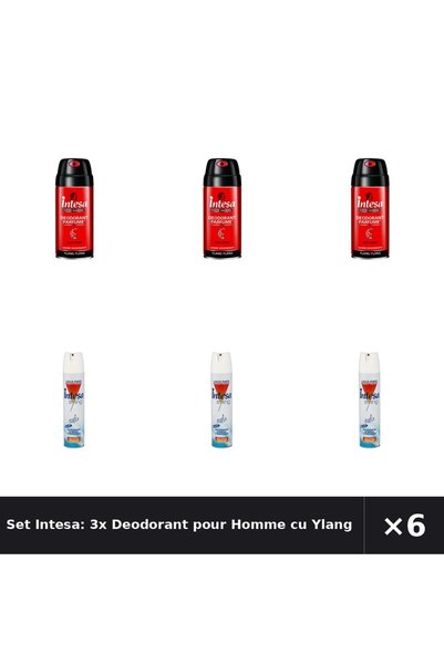 Intesa Set Intesa: 3x Deodorant pour Homme cu Ylang si Ylang, 150 ml +1