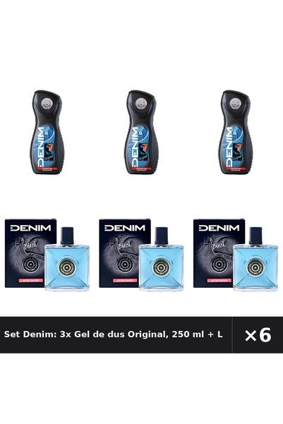 Denim Set Denim: 3x Gel de dus Original, 250 ml + Lotiune dupa ras Black, 100 ml