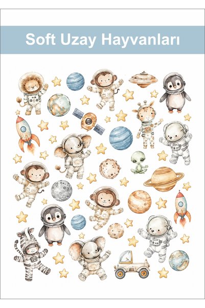LABELOVE Soft Uzay Hayvanları Çocuk Odası Duvar Sticker