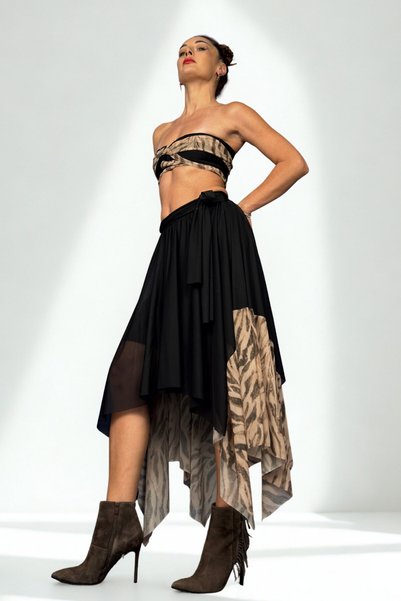 Quincey Zebra Black Piecewise Skirt