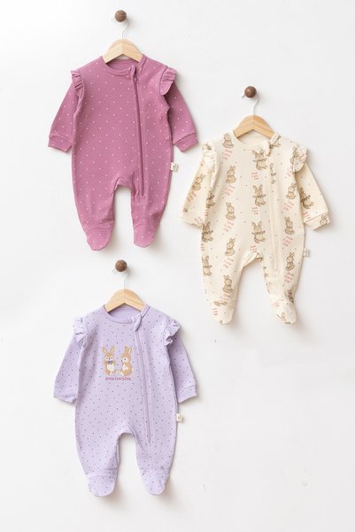 yukobaby bebeğiniz için en doğalı Baby 100% Cotton Little Hug Rabbit 3-Piece Booties Jumpsuit Newborn Hospital Release Baby Clothes 0-3 Months