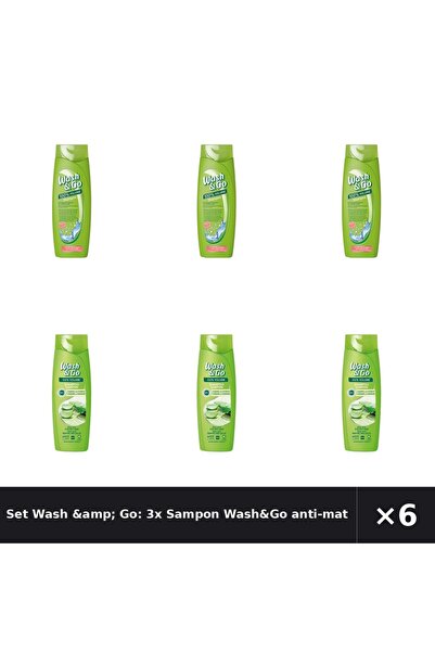 WASH&GO Set Wash &amp; Go: 3x Sampon anti-matreata,180 ml + Sampon Aloe Vera,...