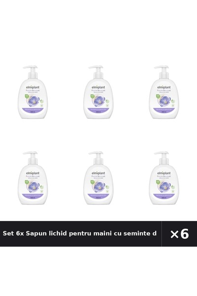 ELMIPLANT Set 6x Sapun lichid pentru maini cu seminte de in si lapte din orez...