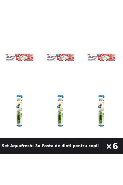 Aquafresh Set Aquafresh: 3x Pasta de dinti pentru copii Splash, 3-8 ani + Per...