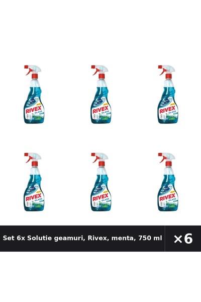 Rivex Set 6x Solutie geamuri, Rivex, menta, 750 ml