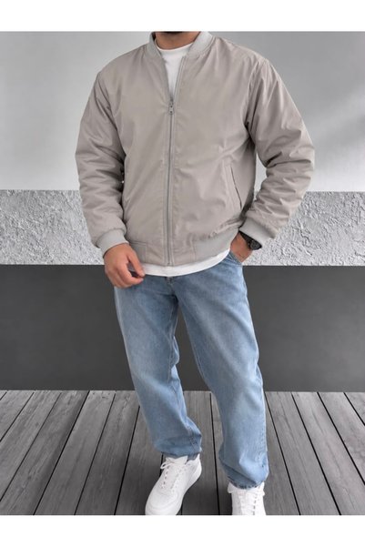 Generic Brand Bomber Jacket Ανδρικό – Μπέζ
