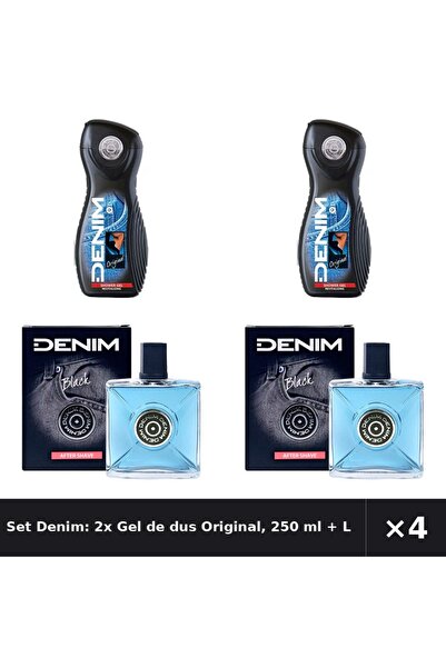 Denim Set Denim: 2x Gel de dus Original, 250 ml + Lotiune dupa ras Black, 100 ml