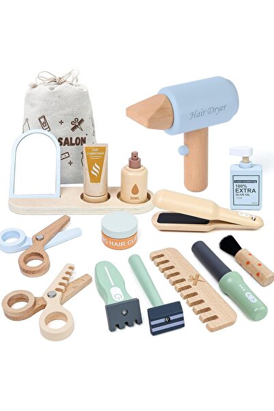 Picodino Wooden Hairdresser Set for Kids Role Play Toys Kids Barber Shop Play...