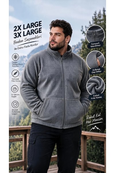 Givoria Plus Size Zippered Fleece Cardigan Soft Fleece Jacket