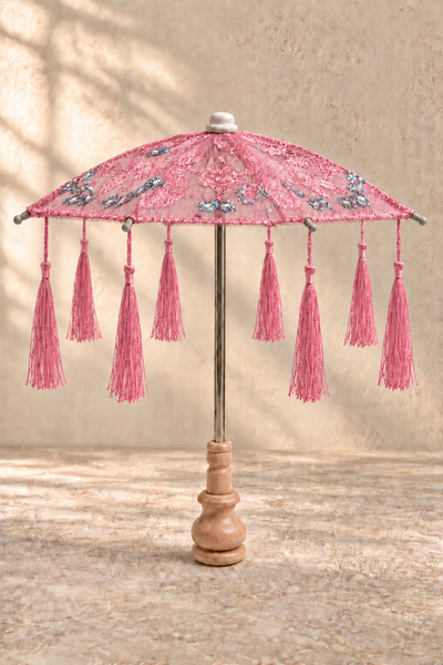 Mirilliahome Bali Şemsiyesi 33x25 cm Püsküllü İşlemeli Dekoratif Masa Üstü Bo...