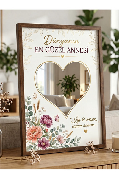 ellobutik DÜNYANIN EN GÜZEL ANNESİ YAZILI AYNA