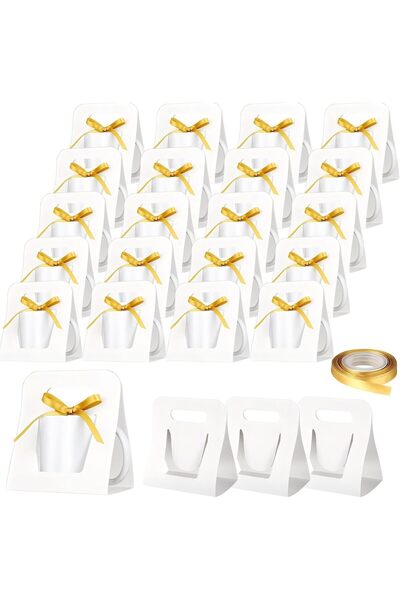 KASTWAVE 24 Pack White 11oz Coffee Mug Gift Boxes with 1 Roll Ribbon – Bulk S...