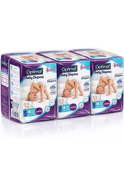 OPTIMALE حفاضات أوبتيمال سوبرما للأطفال مقاس 5 جونيور (11-25 كجم)، 18 حفاضة ف...