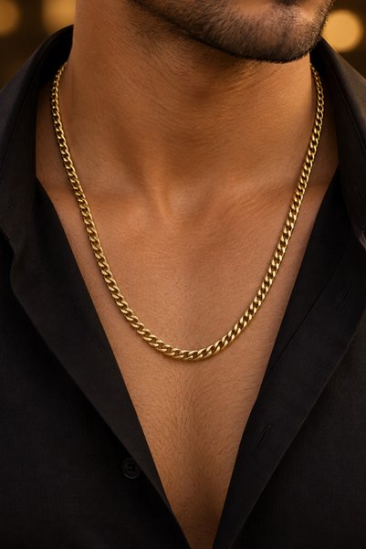 laria jewelry Flat Gourmet Chain Steel Necklace