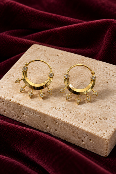 laria jewelry Triangle Detailed Hoop Earrings