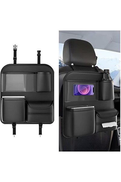 KASTWAVE Car Backseat Organizer, 4 Storage Pockets Vehicle Back Seat Protecto...