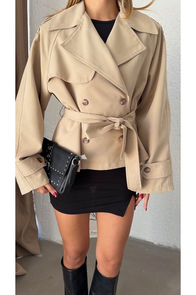 LB Laluna Butik Women's Belted Lined Classic Trench Coat