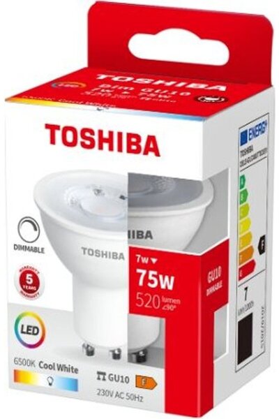 Toshiba LED GU10 7W 6500K Ρυθμιζόμενης Έντασης - (DELS-GUC4007T8DE51)