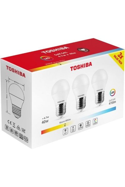 Toshiba LED 3 τεμάχια G45 E27 4.7W 3000K - (DELS-GF344P727AE23)