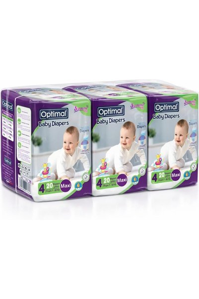 OPTIMALE حفاضات أوبتيمال سوبرما للأطفال مقاس 4 ماكسي (7-18 كجم)، 20 حفاضة في ...