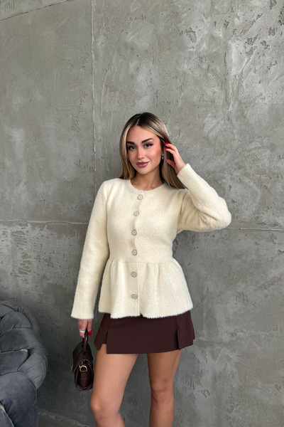 ensade Tricotaje Angora pentru femei, cardigan premium, cu nasturi, guler rot...