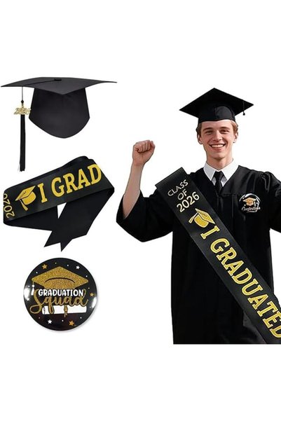 SYOSI Graduation Decorations Set Graduation Cap Headband Sash and Badge Gradu...
