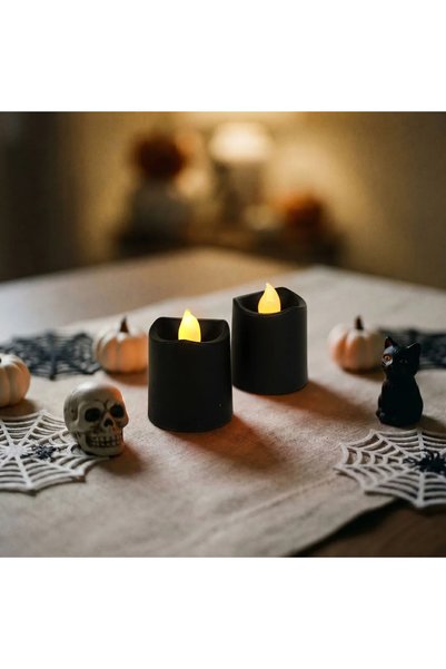 Bewello Set 2 lumanari LED decorative Halloween, lumina alb cald, baterii inc...