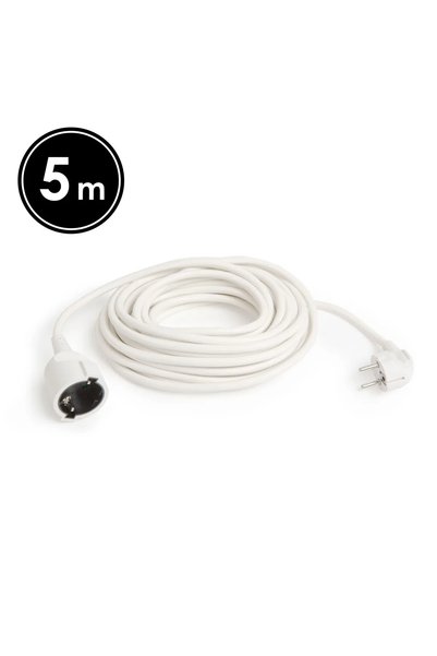 DELIGHT Prelungitor electric 5m alb, 16A 250V, cablu 3x1.5mm, ștecher drept, ...