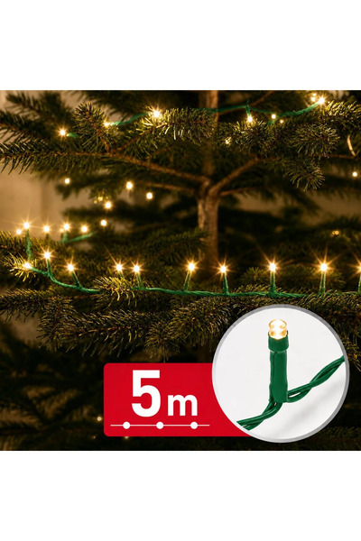 Phenom Instalatie de Craciun 5 m, 100 LED alb cald, 8 jocuri lumini, timer, I...