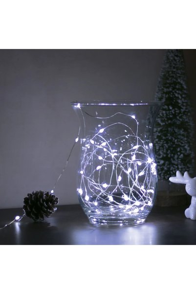 Bewello Şir de lumini LED de Crăciun - 5 m -50 LED - Alb rece 3xAA