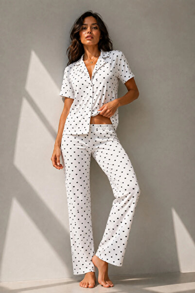 bysocafashion Women's Snow White Classic Buttoned Pajama Set