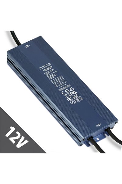 Phenom Sursa alimentare 12V 400W 33.3A IP67 gri, transformator LED impermeabi...