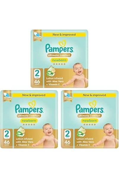 Generic حفاضات بامبرز ألتيميت كومفورت، مقاس 2، 3-8 كجم، MIP، 46 حفاضة (عبوة م...