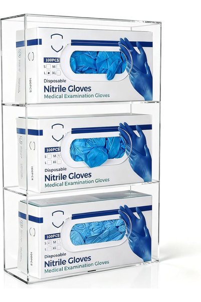 Generic MZDT Triple Glove Box Holder Glove Dispenser Wall Mount, Acrylic Disp...