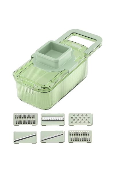 MACVI Razatoare Multifunctionala Macvi® cu Recipient si 6 Lame din Otel Inoxi...