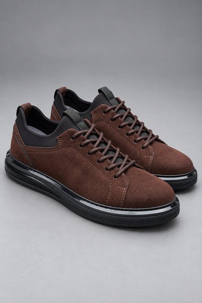 Generic Brand Inside and Outside, Genuine Leather Stretch Nubuck Brown Sports...