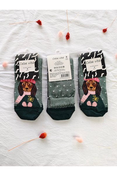 Generic Brand Women's Soft Textured Cotton Socks with Cute Dog Figures