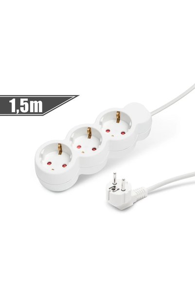 DELIGHT Prelungitor 3 prize Schuko, 1.5m, 16A, cu protectie copii, stecher 90...