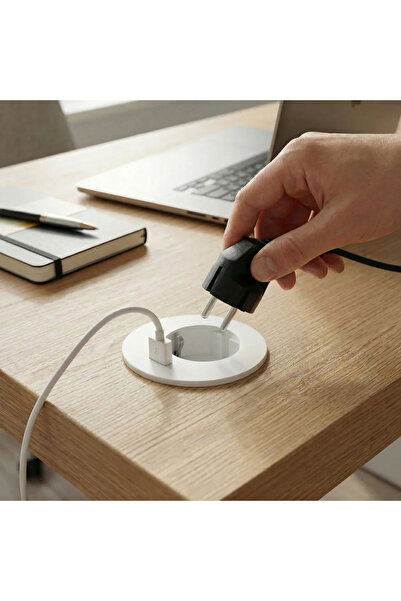 DELIGHT Priza incorporabila blat cu USB, 1 priza Schuko, 2.1A, 16A, alb, 1.5m...