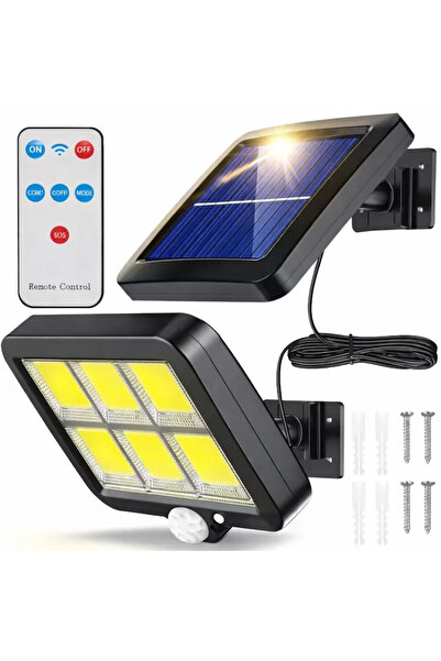 MACVI Lampa solara LED COB Macvi® 120 LED senzor miscare telecomanda panou so...