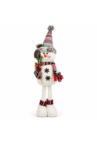 SBR Figurină decorativă de Crăciun Om de Zăpadă cu lopată, 75 cm, alb-gri, cu...